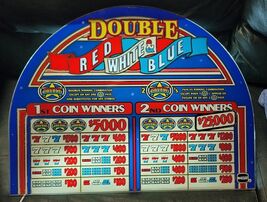 IGT DOUBLE RED WHITE AND BLUE 2 CREDITS Top Glass for Slot Machine Good ... - $89.09