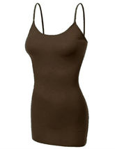 Brown Womens Tank Top Plain Spaghetti Strap - £7.17 GBP