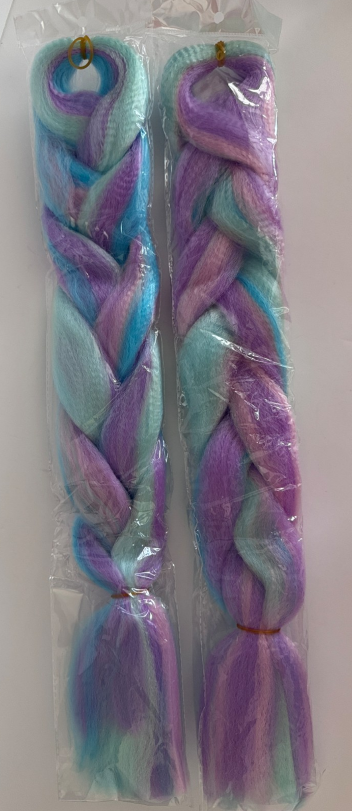 Lot of 2 Rainbow Braiding Hair Multi Color Purple Blue Pastel Hair 22 inch Item image 2
