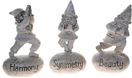 Harmony Symmetry Beauty Positive Energy Garden Gnome Statue Set 3 Figurines - £15.73 GBP
