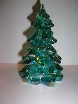 Mosser Glass Teal Carnival Iridized 5.5&quot; Christmas Tree Figurine Made In... - £27.03 GBP