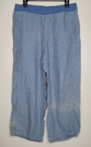 J Jill Womens Love Linen Pants Medium Wide Leg Beach Lounge Elastic Waist Blue - £10.35 GBP