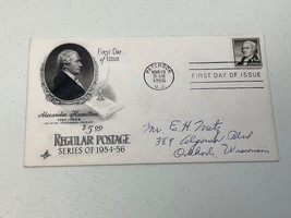 1956 US First Day Cover #1053 Alexander Hamilton $5 Stamp Art Craft Cachet - £9.38 GBP