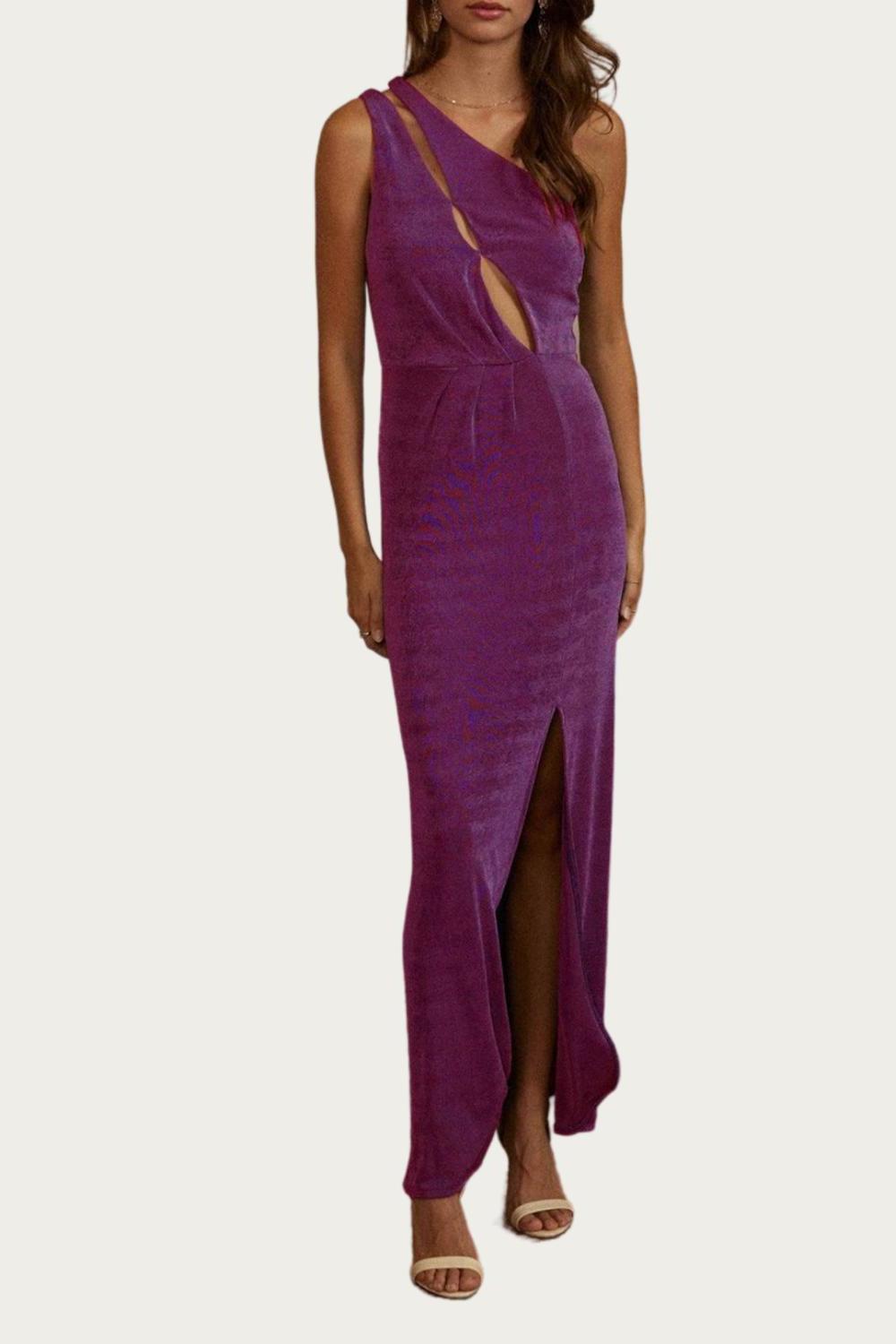 Endless Blu. One-Shoulder Stretch-Jersey Cutout Maxi Dress Size L - $40.59