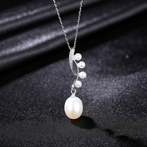 Niche Design S925 Sterling Silver Necklace Women Fashion Clavicle Chain Freshwat - £18.38 GBP
