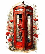 Vintage style red telephone box public pay phone print for any use - $3.90