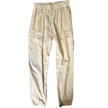Love Tree Linen Cargo Jogger Pants Yellow Pull On Pockets Women&#39;s Size S NEW - £17.91 GBP