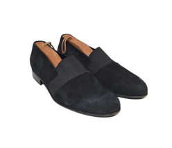Bally Aries Dress Shoes Mens 8 Black Velvet Slip On Formal Loafer Made in Italy - £75.87 GBP