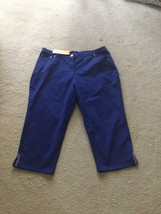 New Ruby Rd Blue Cotton Capris Pants Size 16 P Petite - £25.29 GBP