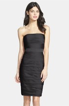 ML Monique Lhuillier Ruched Strapless Cationic Chiffon Dress Sz 10 Black - $60.98