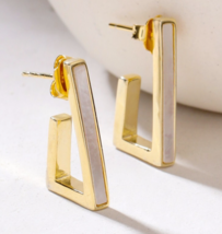 925 Sterling Silver 14k Yellow Gold Plated MOP Dangle Earrings for Women&#39;s - $1,233.55 MXN