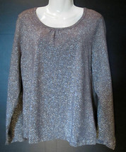 Laura Ashley GUNMETAL Gray / Silver KNIT TOP Sz Medium NWT Long Sleeve M... - $15.00