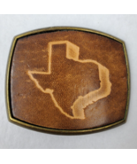 State of Texas Men&#39;s Belt Buckle Leather and Brass Vintage - £24.99 GBP