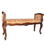 Bench Carved French Legs Medallion Serpentine Arms Gold Chenille Designe... - £901.46 GBP