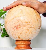 155mm Huge Peach Moonstone Crystal Healing Chakra Energy Stone Sphere Globe - $466.18