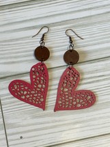 Colorful Heart Design Hollow Pattern Dangle Earrings Cute Simple Style Valentine - £6.24 GBP