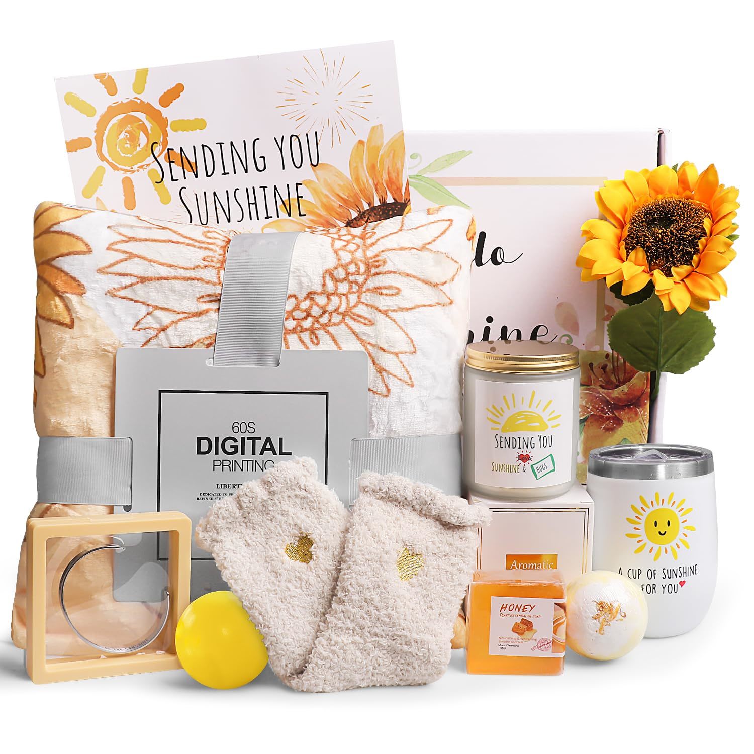 Sending Sunshine, 10Pcs Sunflower Gifts For Women, Get Well Soon Gifts Basket Ca