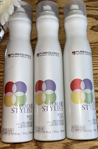 3x Pureology Colour Stylist Root Lift Spray Hair Mousse Rare 10 Oz - $98.10