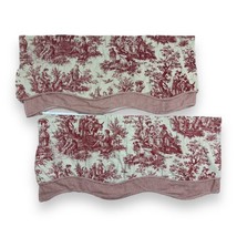 2 Waverly Classics Red Cream Toile Scalloped Valances Layered Gingham 74... - £38.24 GBP