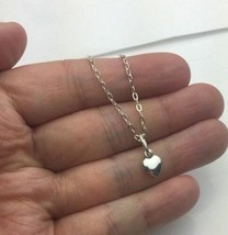 TINY PUFF HEART 925 Sterling Silver  Charm Pendant Bracelet Anklet Necklace - £5.53 GBP