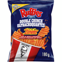 3 X Ruffles Double Crunch KFC Zinger Hot &amp; Spicy Chicken Potato Chips 18... - £27.44 GBP