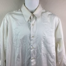 Geoffrey Beene Men&#39;s White Sateen Button Up Shirt Work Formal Business Size XL - $34.99