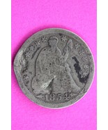 1854 P Seated Liberty Half Dime Exact Silver Coin Shown Low Grade Smashe... - $19.99