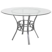 Round 48-inch Glass Top Dining Table with Matte Gold Metal Frame - $11,463.29 MXN