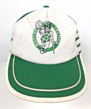 Boston Celtics Hat Trucker Three Stripe Vintage Old Logo White Green Snapback - £59.43 GBP