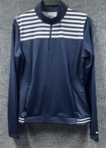 Slazenger Golf Shirt Womens Medium 1/4 Zip Pullover Navy Blue White Top ... - £18.58 GBP