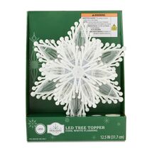 HOLIDAY TIME 17-167WN WHITE LED TREE TOPPER WITH COOL WHITE LIGHTS 12.5"... - $13.89