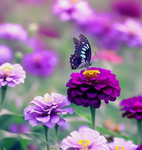 LD 200 Zinnia Seeds Purple Prince Flower Seeds Non Gmo Butterflies Fast ... - $7.99