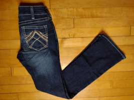 Womens Ariat REAL Denim Boot Cut Stretch Dark Wash Jeans Sz 27R - £27.45 GBP