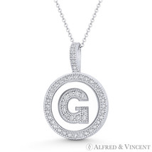 Initial Letter &quot;G&quot; Halo CZ Crystal Pave 14k White Gold 19x13mm Necklace Pendant - £115.53 GBP+