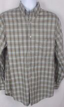 Mens Tricots St. Rapael Button Down Blue brown Plaid Shirt long sleeve c... - $10.18