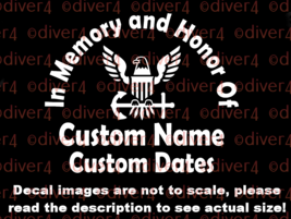 Custom US Navy In Memory and Honor Of Memorial With Navy Logo Decal USA Made - £5.27 GBP+
