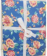 1 Printed Fabric Tablecloth 70&quot; Round, COLORFUL FLOWERS ON BLUE, AVIVA, LA - £19.77 GBP