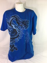 The Karate Kid Men Blue Shirt Size XL Dragon Logo 100% Cotton Bin58#38 - $23.39