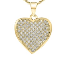 1/4 CT Real Moissanite Heart Pendant Necklace 14K Yellow Gold Plated 925 Silver - £51.46 GBP