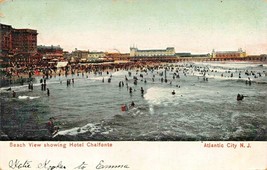 Atlantic City NJ ~ Beach View Showing Hotel Chalfonte 1908 Litho-Chrome Postc... - £7.85 GBP
