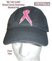 Breast Cancer Awareness Baseball Hat Be the Cure Gray Pink Embroidered Hat Cap - £9.39 GBP