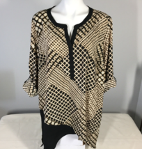 Catherines 2X WP Petite Top NEW Blouse Asymmetrical Hem Roll Tab Sleeves - $19.99