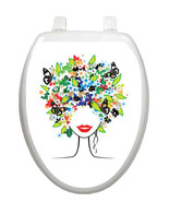 Toilet Tattoos Spring Lady Vinyl Lid Cover Re-usable - $22.00