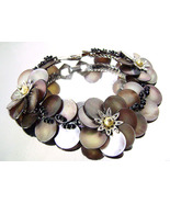 Vintage MOP Bracelet Carved Flower Faux Pearl Hand Wired Bridal Jewelry ... - £31.32 GBP