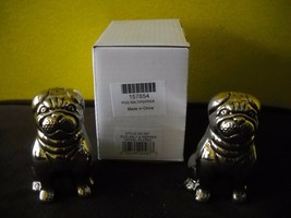 Vintage Original Box Godinger Silver Art Ltd Pug Salt &amp; Pepper Shakers Nickel - £24.34 GBP