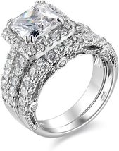 2 Ct Princess Cut Diamond Women&#39;s Bridal Set Wedding Ring 14k White Gold Finish - £160.84 GBP