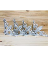 4 Cast Iron Fleur De Lis Shelf Brackets Brace Corbel Door Garden Distres... - $550.93 MXN