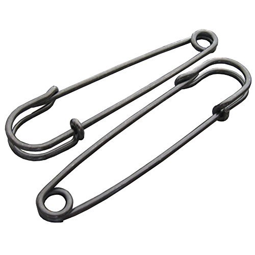 Bluemoona 10 Pcs 3" 75mm Large Oversized Safety PINS Metal Jewelry For Kilts Bla