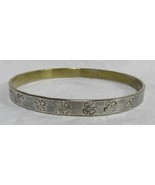 925 Sterling Silver 8&quot; Bangle Bracelet Gold Wash Inside Flower Stamp Mex... - £11.71 GBP