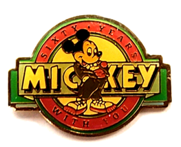 Disney Mickey Mouse Sixty Year With You 60th Anniversary Souvenir Pin Vi... - $9.99